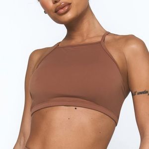LiciFit Mocha Criss Cross Crop Top Small